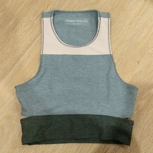 Outdoor voices tri-color slashback crop top